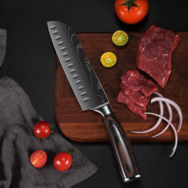 Damascus Laser Santoku Knife